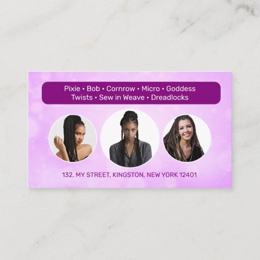 Roze Vlechten Salon Afrikaans Haar Vlechten Haarst Visitekaartje (Achterkant)