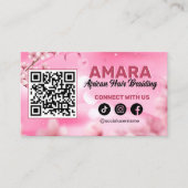 Roze Vlechtjes Haar Vlecht Connect met ons QR-code Visitekaartje (Voorkant)