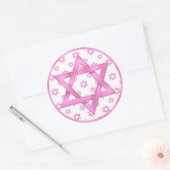 Roze Vleermuis Mitzvah Cupcake Toppers Stickers (Envelop)