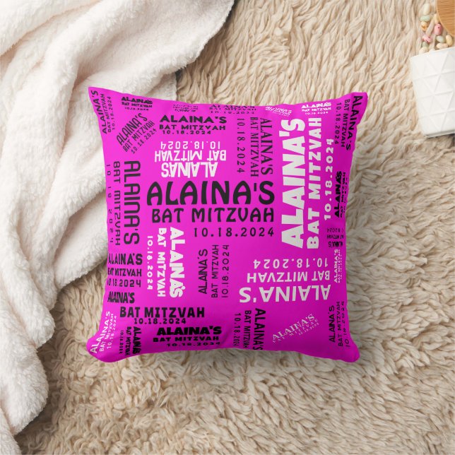 Roze vleermuisbar mitzvah partij decor geheugen aa kussen (Deken)