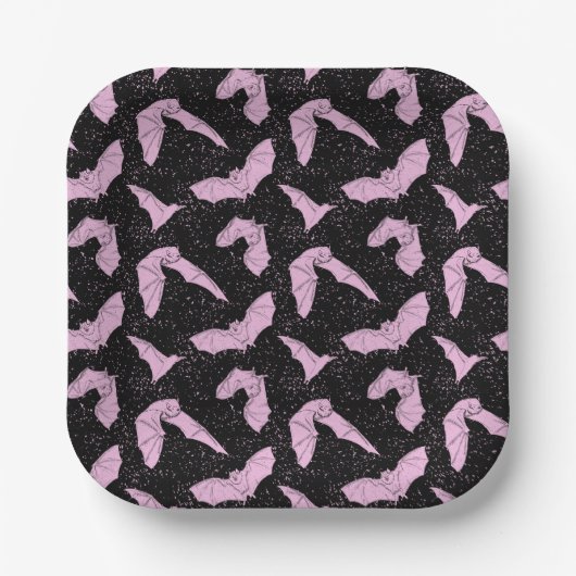 Roze vleermuispapier Borden Papieren Bordje (Voorkant)