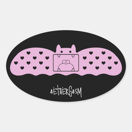 Roze vleermuisverband versie 1 ovale sticker (Voorkant)