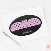 Roze vleermuisverband versie 1 ovale sticker (Envelop)