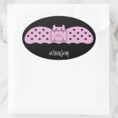 Roze vleermuisverband versie 1 ovale sticker (Tas)
