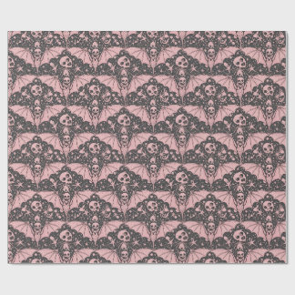 Roze vleermuizen en schedels pastel goth Halloween Cadeaupapier