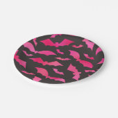 Roze vleermuizen meisje halloween feest papieren bordje (Gekanteld)