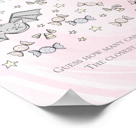 Roze vleermuizen raden hoeveel Snoepjes Baby showe Poster (Hoek)