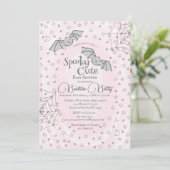 Roze Vleermuizen Spooky Schattige Baby shower Kaart (Staand voorkant)