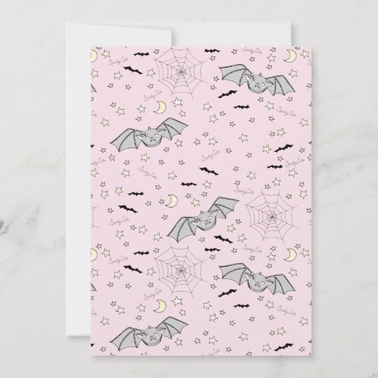 Roze Vleermuizen Spooky Schattige Baby shower Kaart (Achterkant)