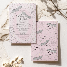 Roze Vleermuizen Spooky Schattige Baby shower Kaart