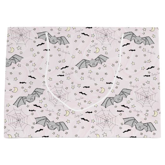 Roze Vleermuizen Spooky Schattigee Baby Meisje Groot Cadeauzakje (Voorkant)