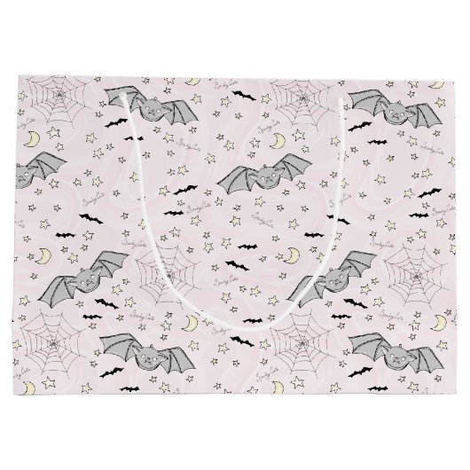 Roze Vleermuizen Spooky Schattigee Baby Meisje Groot Cadeauzakje (Achterkant)