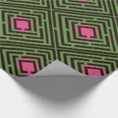 Roze vlek zwart labyrint patroon op aangepaste kle cadeaupapier (Hoek)