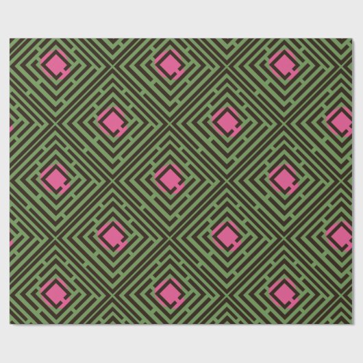 Roze vlek zwart labyrint patroon op aangepaste kle cadeaupapier (Vlak)