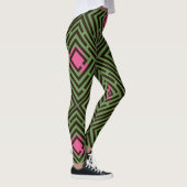 Roze vlek zwart labyrint patroon op aangepaste kle leggings (Rechts)