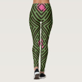 Roze vlek zwart labyrint patroon op aangepaste kle leggings (Achterkant)