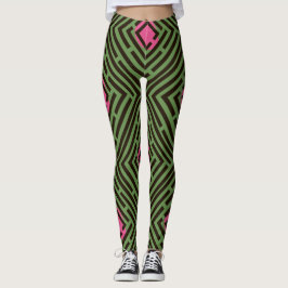 Roze vlek zwart labyrint patroon op aangepaste kle leggings