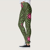 Roze vlek zwart labyrint patroon op aangepaste kle leggings (Links)