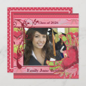 Roze Vleugelig Hart Afstudeerfoto Klas van 2012 Aankondiging (Voorkant / Achterkant)