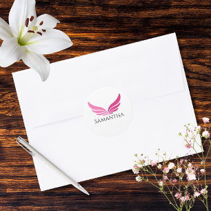 Roze vleugels Schattig Meisjesachtig Vliegwezen Vr Ronde Sticker