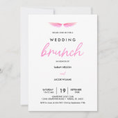 Roze Vleugels, Witte Post Bruiloft Brunch Save The Date (Voorkant)