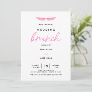 Roze Vleugels, Witte Post Bruiloft Brunch Save The Date