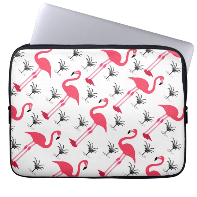 Roze vleugelvleugel en palmboom laptop sleeve (Voorkant)