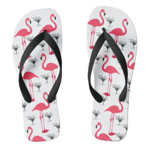 Roze vleugelvleugel en palmboom teenslippers