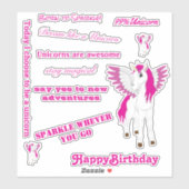 Roze vleugelvliegtuig sticker (Vel)