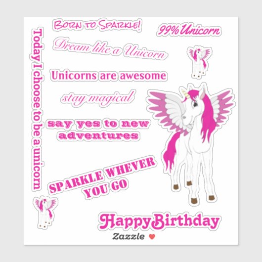 Roze vleugelvliegtuig sticker (Vel)