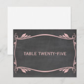 Roze Vleurig Chalkboard Tabelnummer Briefkaart (Voorkant / Achterkant)