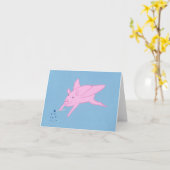 Roze Vliegend Varken Maken Blauwe Sterren Notitiek Kaart (Gele Bloem)