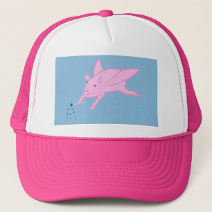 Roze Vliegend Varken Making Blue Stars Petten