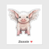 Roze Vliegend Varken sticker (Vel)