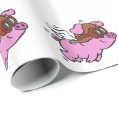 Roze vliegende cartoon | achtergrondkleur kiezen cadeaupapier (Rol Hoek)