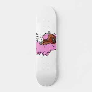 Roze vliegende cartoon   achtergrondkleur kiezen persoonlijk skateboard