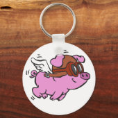 Roze vliegende cartoon | achtergrondkleur kiezen sleutelhanger (Voorkant)