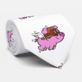 Roze vliegende cartoon | achtergrondkleur kiezen stropdas (Opgerold)