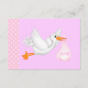 roze vliegende ooievaar rsvp HERZIEN Kaartje