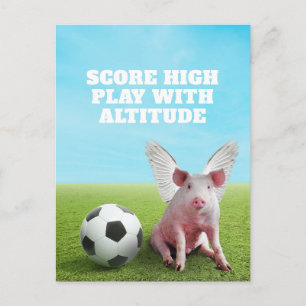 Roze Vliegende Varkensvoetbal Grappige Inspirerend Briefkaart