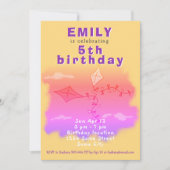 Roze vliegers tekenen verjaardagsfeestje voor kind kaart (Voorkant)