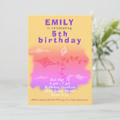 Roze vliegers tekenen verjaardagsfeestje voor kind kaart (Staand voorkant)