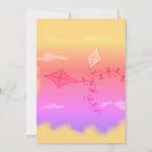 Roze vliegers tekenen verjaardagsfeestje voor kind kaart (Achterkant)