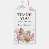 Roze  vliegtuig Baby shower Hartelijk dank Cadeaulabel (Voorkant)