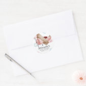 Roze  vliegtuig Baby shower Hartelijk dank Ronde Sticker (Envelop)