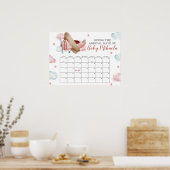 Roze Vliegtuig Baby Shower Raad Baby Verwachte Dat Poster (Keuken)