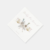 Roze vliegtuig babyshower servetten (Hoek)