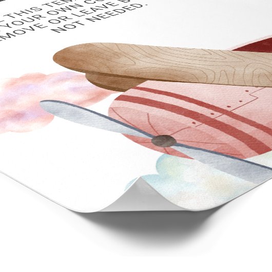 roze vliegtuig Birthday Party Custom Sign Poster (Hoek)