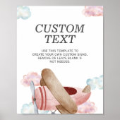 roze vliegtuig Birthday Party Custom Sign Poster (Voorkant)