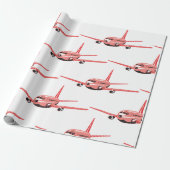 Roze vliegtuig cadeaupapier (Uitgerold)